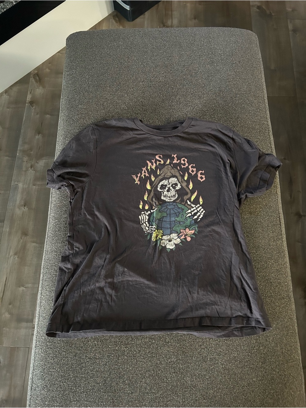 Black Graphic Skull Globe Tee